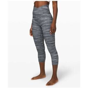 Lululemon Align V-Waist Crop 21 Space Dye Black White Leggings Womens Size 2